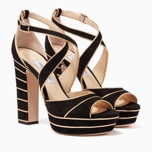 Jimmy Choo Black and gold suede pumps